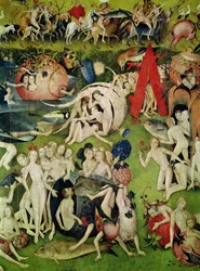 Der Garten der Lüste: Allegorie des Luxus (Detail des zentralen Panels), ca. 1500